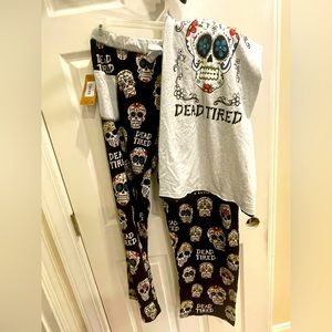 Lazy one pj set dead tired with skull XL NWT